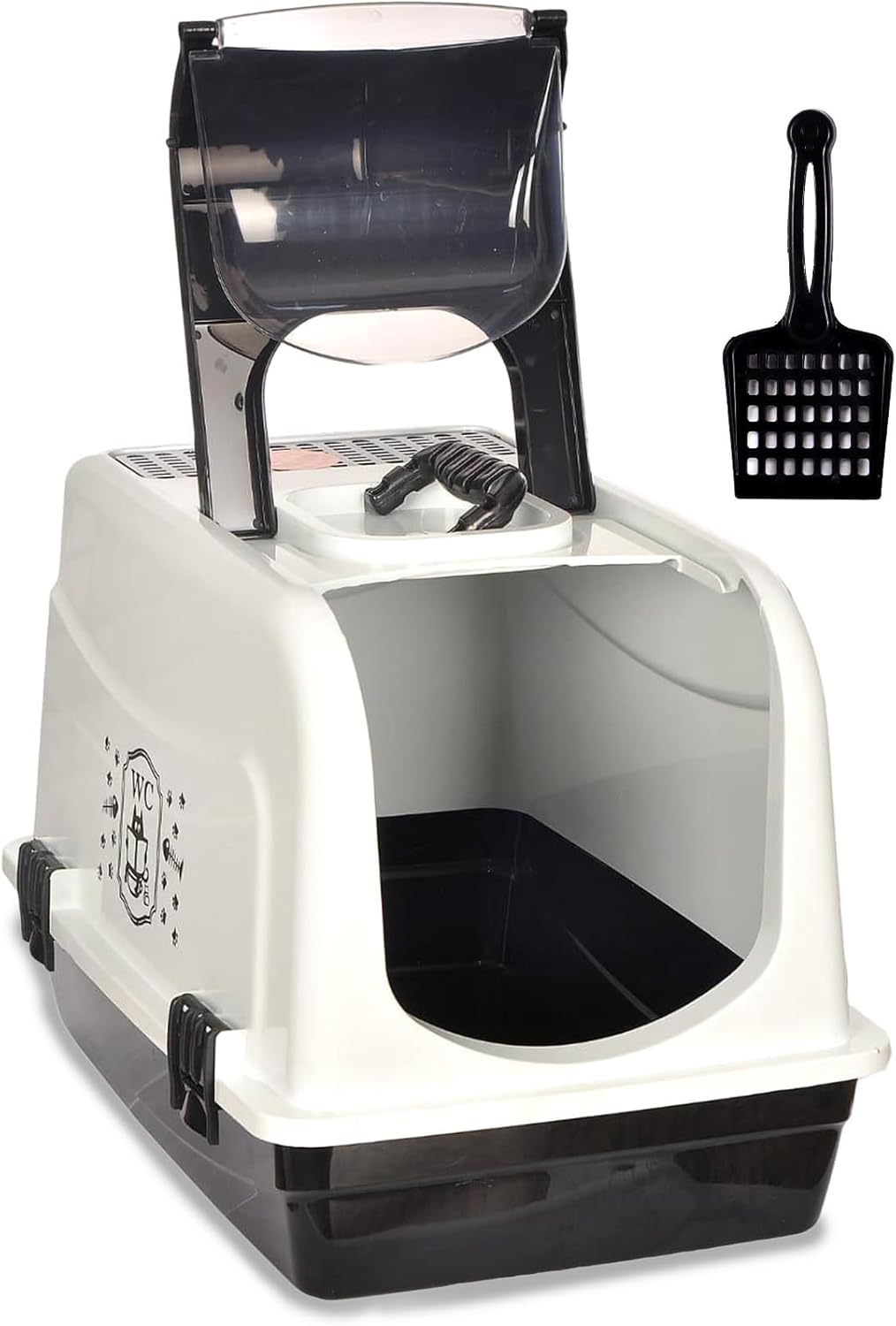 ModMio Smart Kapalı Kedi Tuvaleti Kokuyu Engelleyen Karbon Filtreli Polikarbon Kapak Kürek Hediyeli 50X33X32 cm