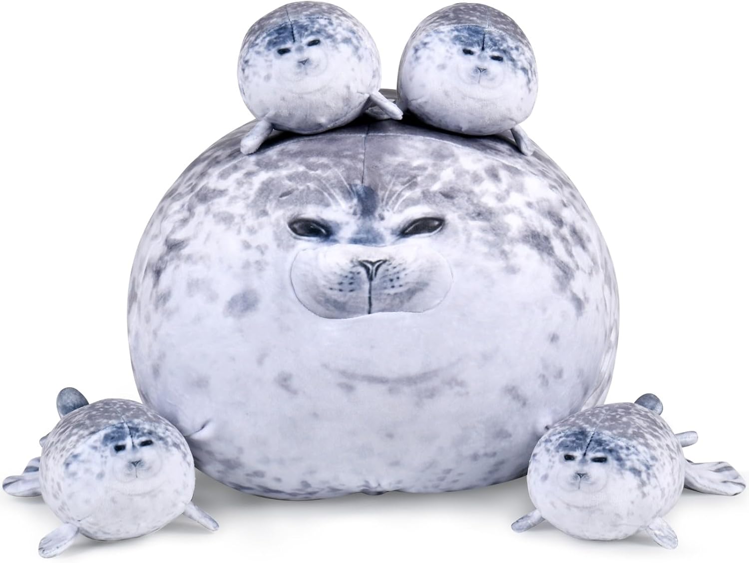 Seal Stuffed Animals with 4 Babies Plush in Her Tummy, 5-1 Soft Seal Plush Toy Set, Stuffed Cotton Plush Toy for Kids Christmas Birthday Gift