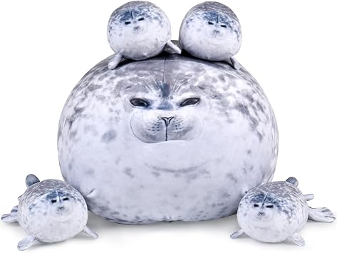 Seal Stuffed Animals with 4 Babies Plush in Her Tummy, 5-1 Soft Seal Plush Toy Set, Stuffed Cotton Plush Toy for Kids Christmas Birthday Gift