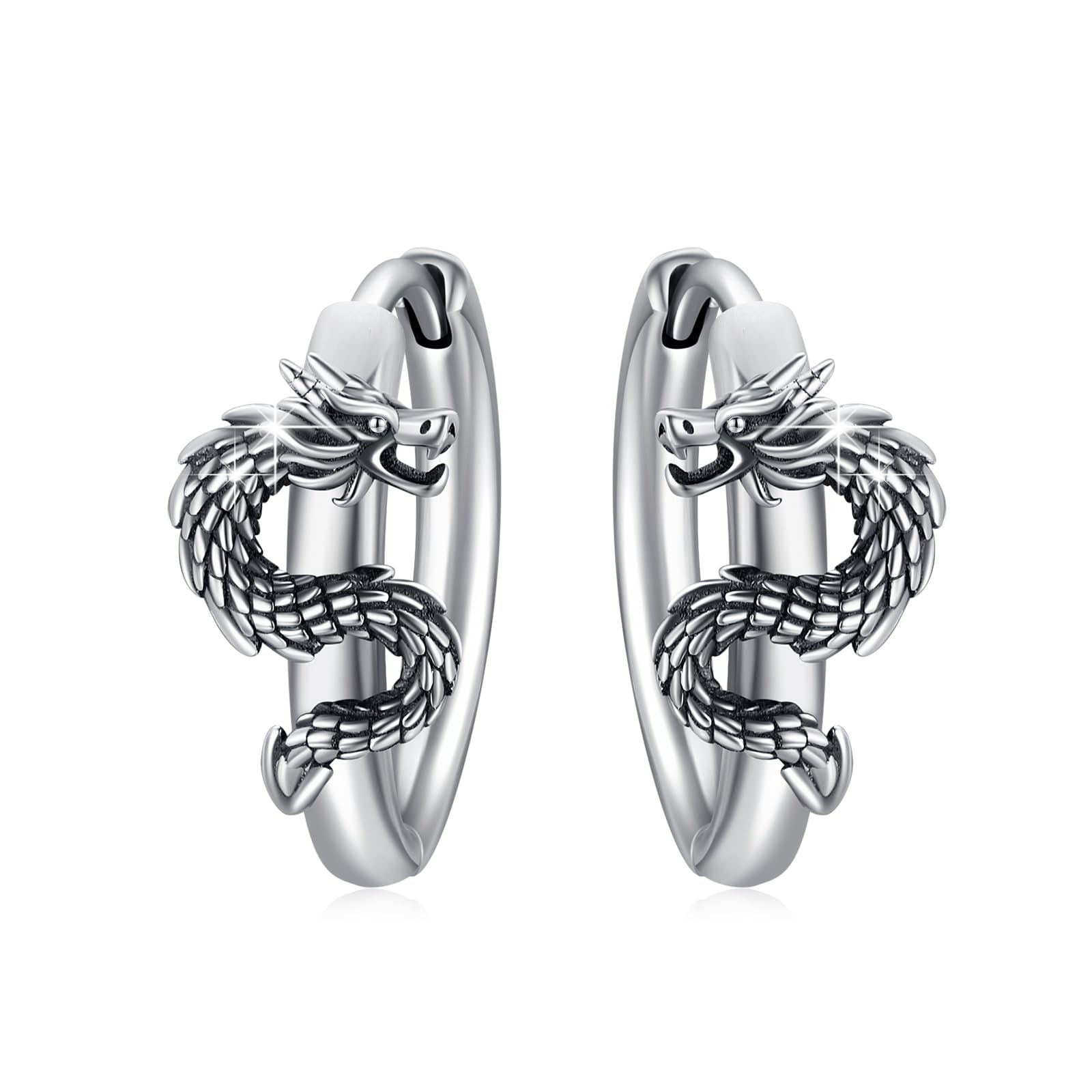 REDSUN Wikinger Ohrringe für Damen Herren 925 Sterling Silber Oxidiert Creolen Herren Nordische Runen Creolen Gothic Hypoallergen Schmuck für Männer Herren Damen Frauen Teenager Geburtstag