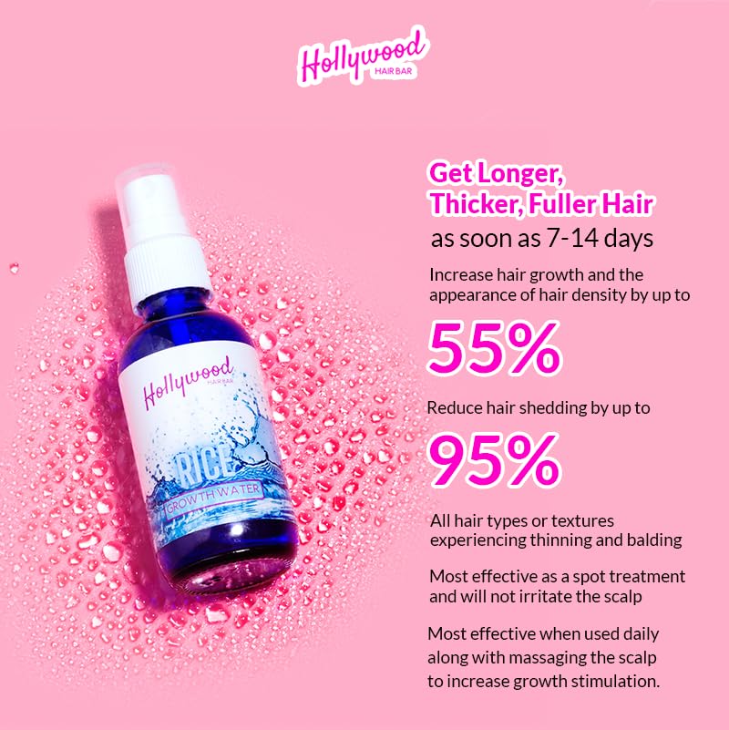 Miniatura 3 de Hollywood Hair Bar Agua de arroz (aerosol) - Uso fácil y cómodo, limpio y libre de crueldad, 2 onzas