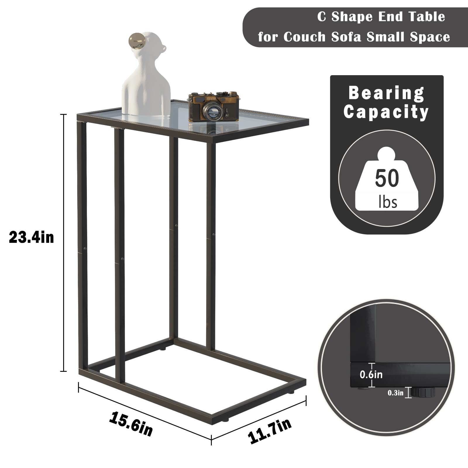 Mesa auxiliar en forma de C, juego de 2 mesitas auxiliares, mesa de café, mesa pequeña, sofá mesa auxiliar, mesa auxiliar, mesa auxiliar, mesa de café, mesa para ordenador portátil, mesa de sofá