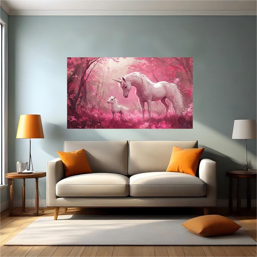 Calcomanías de pared unicornio del bosque vinilo decorativo de 120x80 cm para habitaciones infantiles