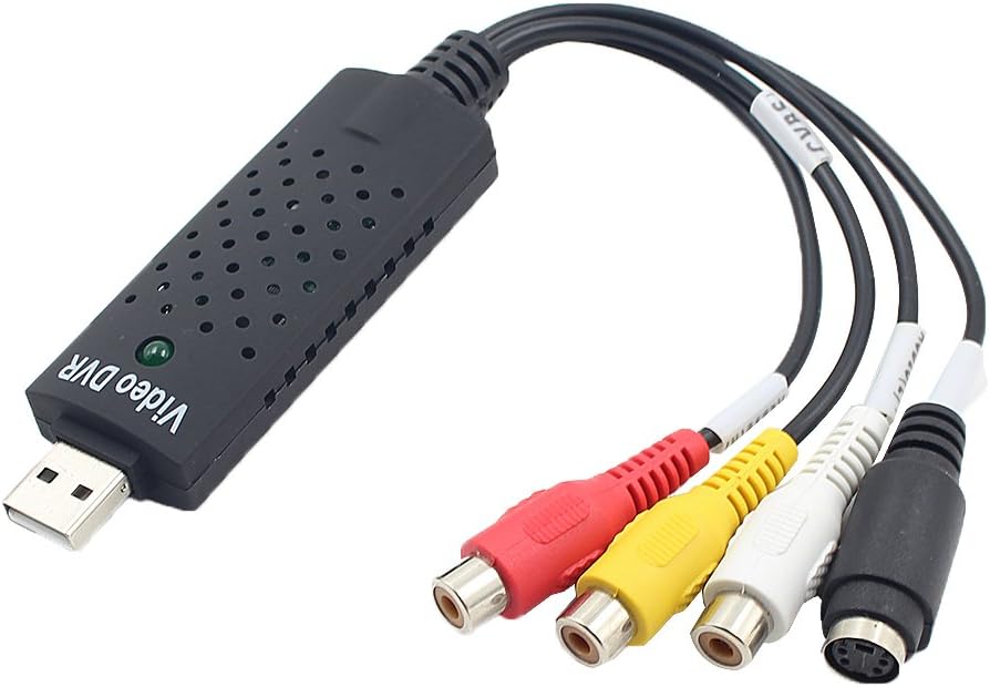 Microware USB 2.0 Video Capture Adapter Converter 1 Channel AV Capture Card With Sto Audio RCA S-Video Input for PC Lap
