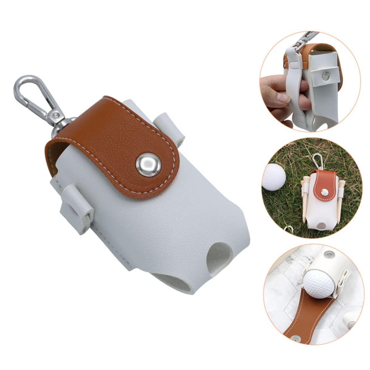 Abaodam Reusable Golf Ball Holder Convenient PU Golf Ball Storage Pouch Organizer Bag for Golfing Accessories and Design for Easy Carrying