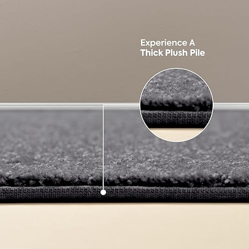 Miniatura 9 de Ambiant Colección Broadway - Alfombras de área de color liso, color gris, 20 x 40 pulgadas, semicirculares