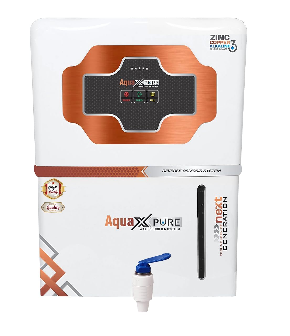 Aqua X Elite Domestic water purifier | RO+UV+UF+Copper & Zinc Infusion | 20 LPH | Smart TDS Contoller | 12L Tank | Supreme Purity with Smart Mineral Balance | 1 Year Warranty*.