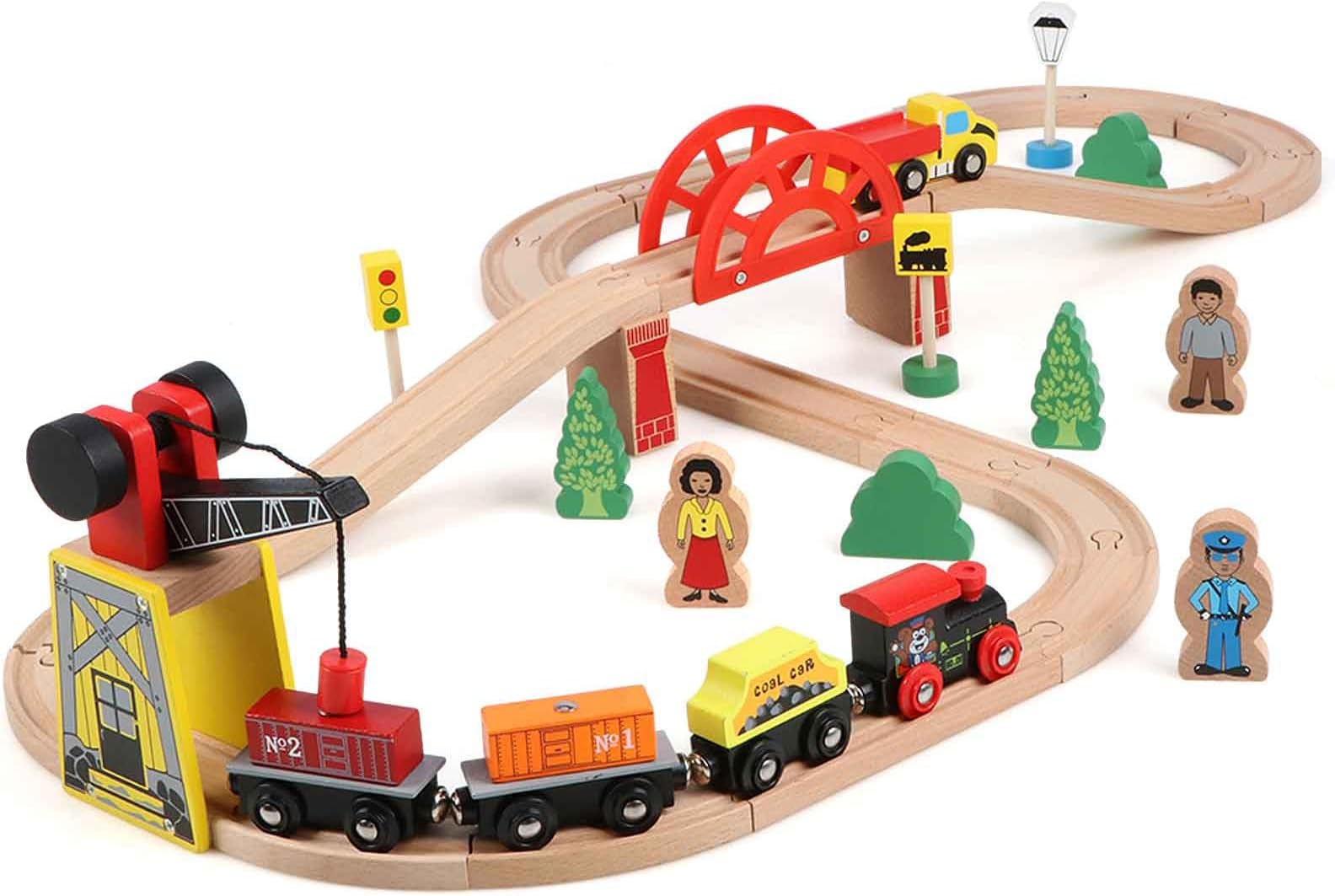 Wooden Train Rail Set Toy