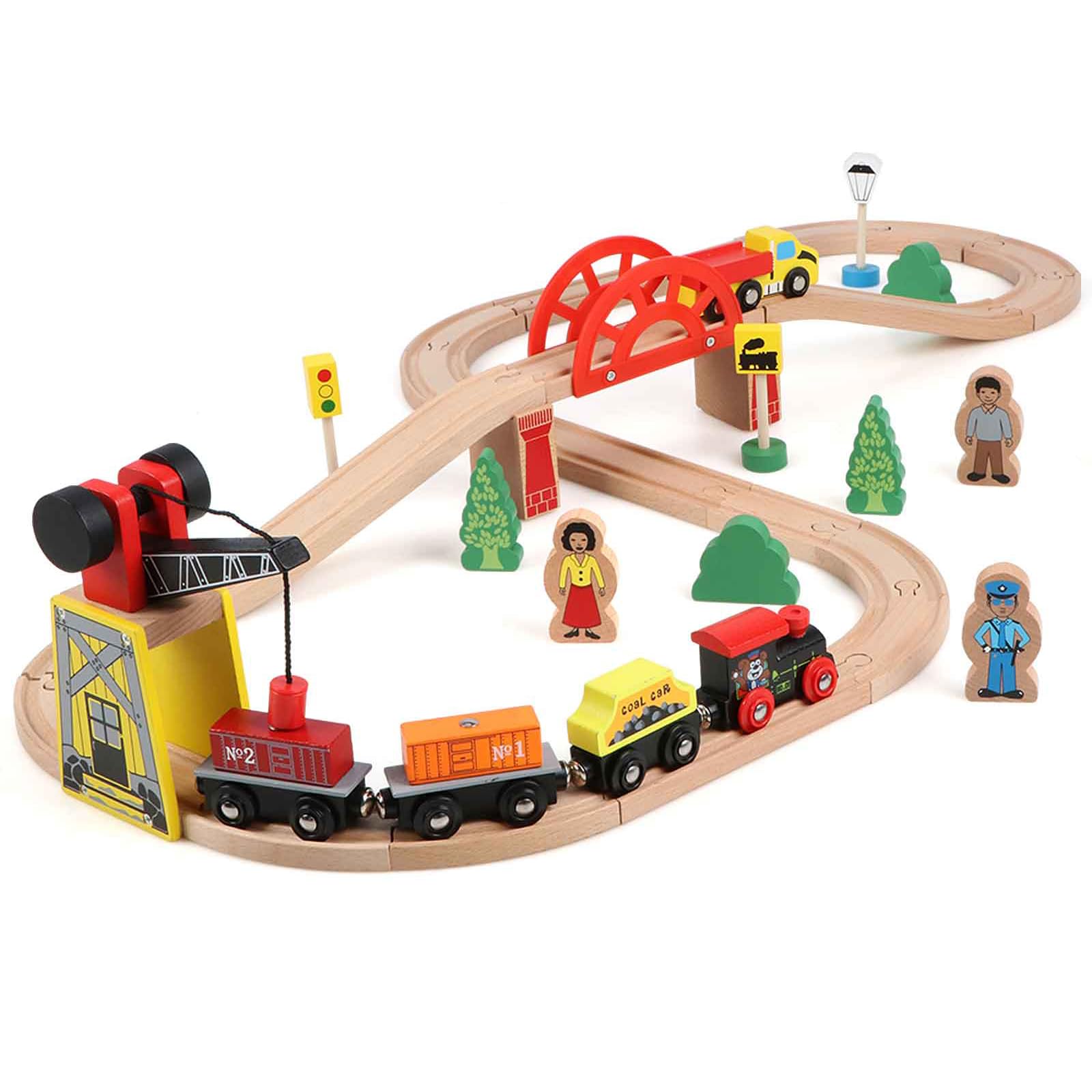 Wooden Train Rail Set Toy