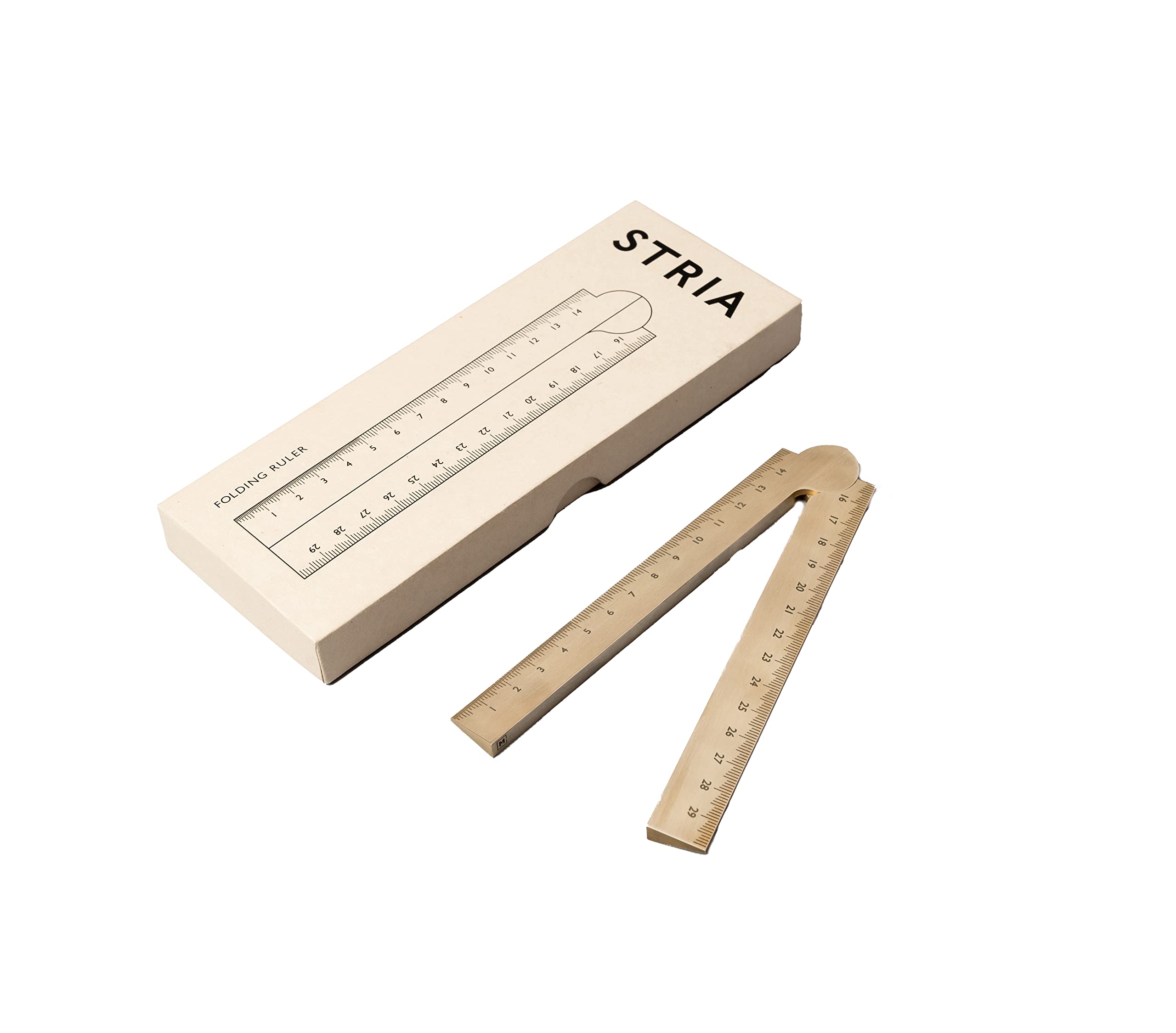 Makers Cabinet - Stria Brass Construction Ruler - Precision-machined, Folding, Imperial and Metric