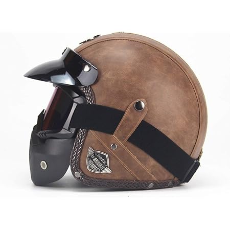 Casque De Oto Vintage Cuir Retro Vintage Scooter Open Face Dei Cuir