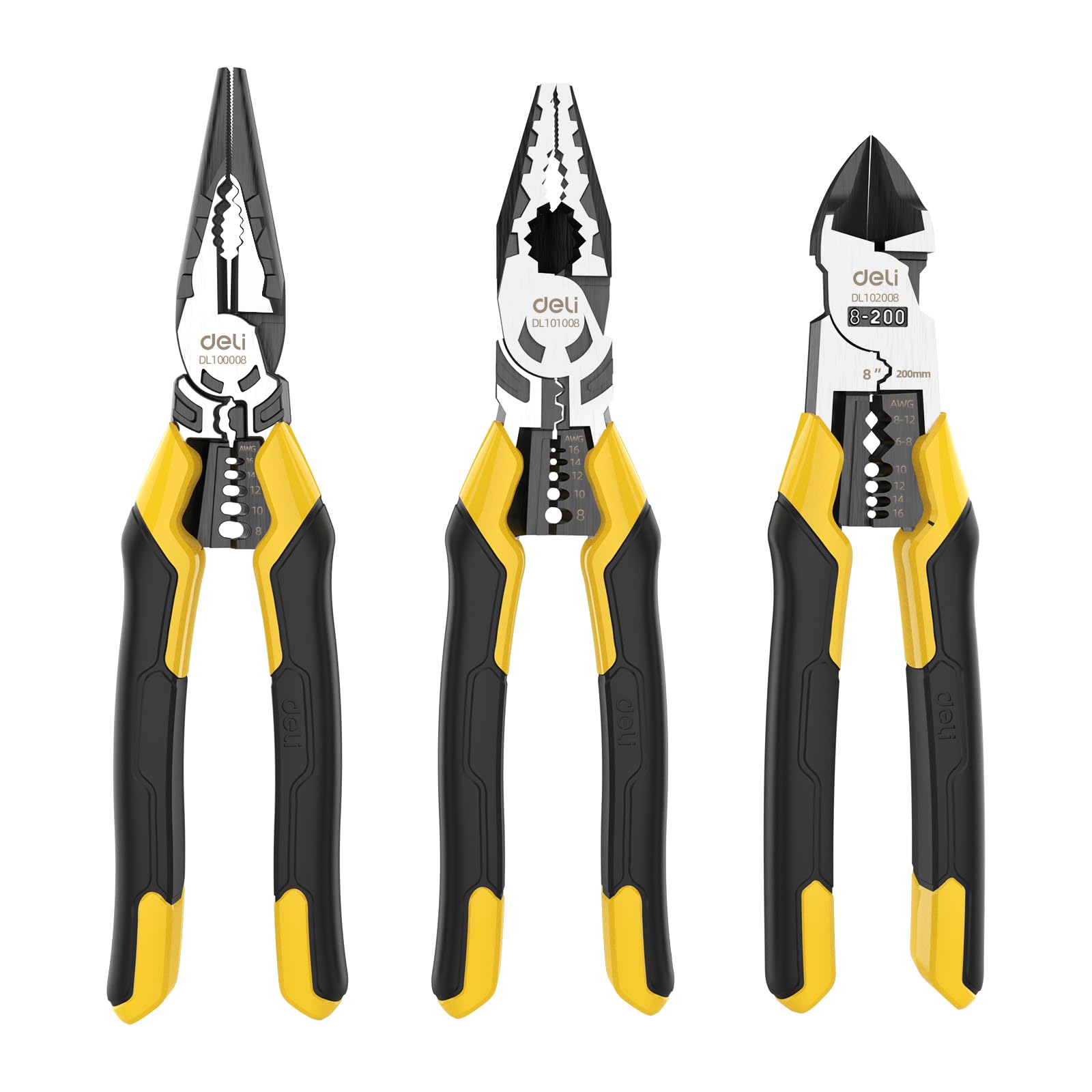 DELI 3-Piece Pliers Set - Wire Stripper & Cutter -1