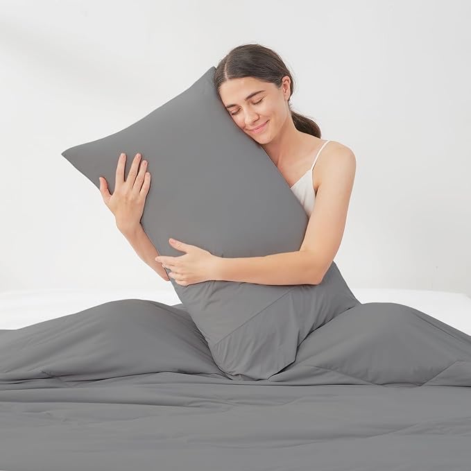 Cozy Bliss Cooling Pillow Cases for Hot Sleepers, Q-Max>0.4, Queen Size Set of 2, Soft & Silky Pillow Covers with Envelope Closure,Gift, Dark Grey, 20x30 Inches
