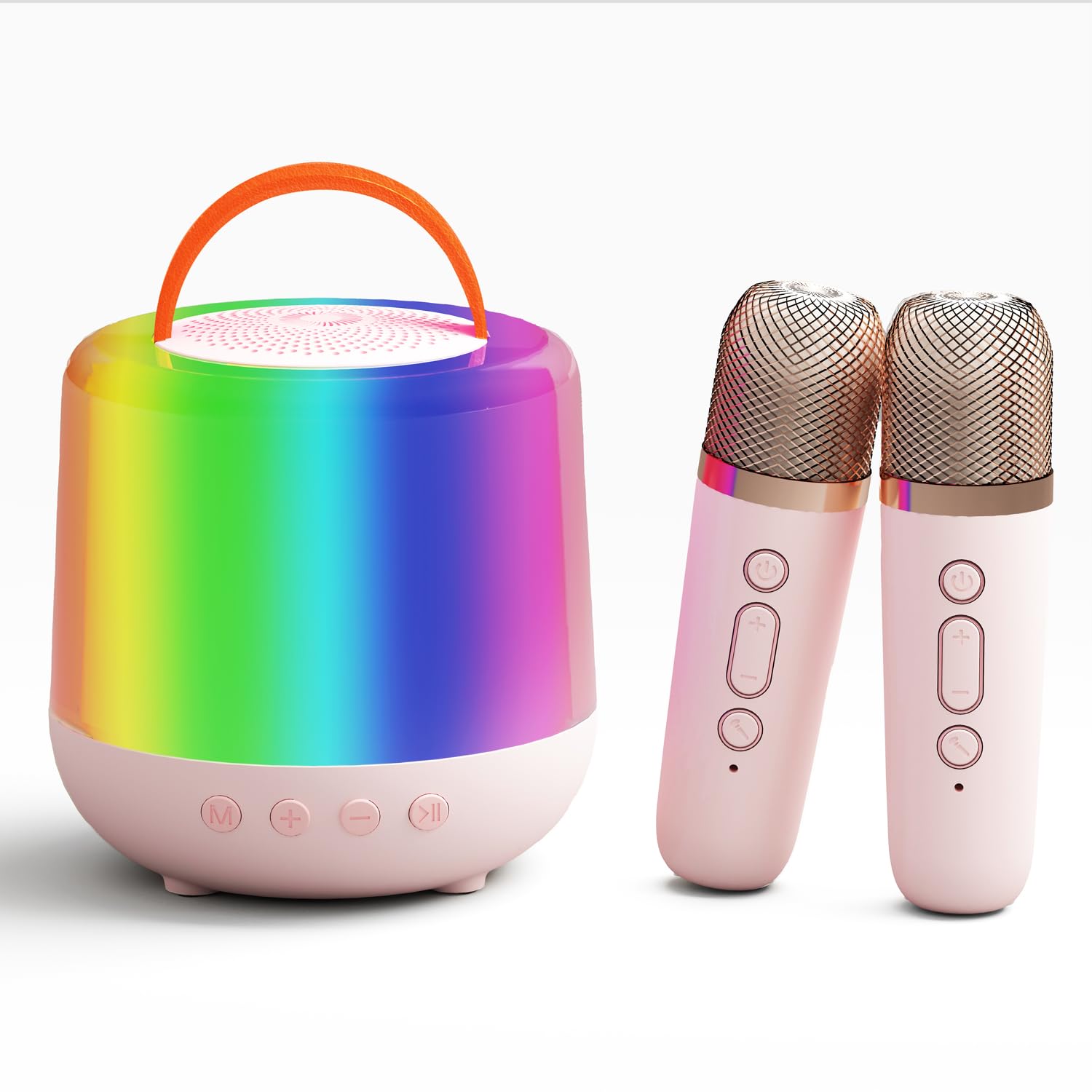 Mini Karaoké Portable Pour Enfants – Machine Avec 2 Micros – Enceinte Bluetooth Avec Lumières – Cadeau Idéal Pour Filles Et Garçons (Rose)