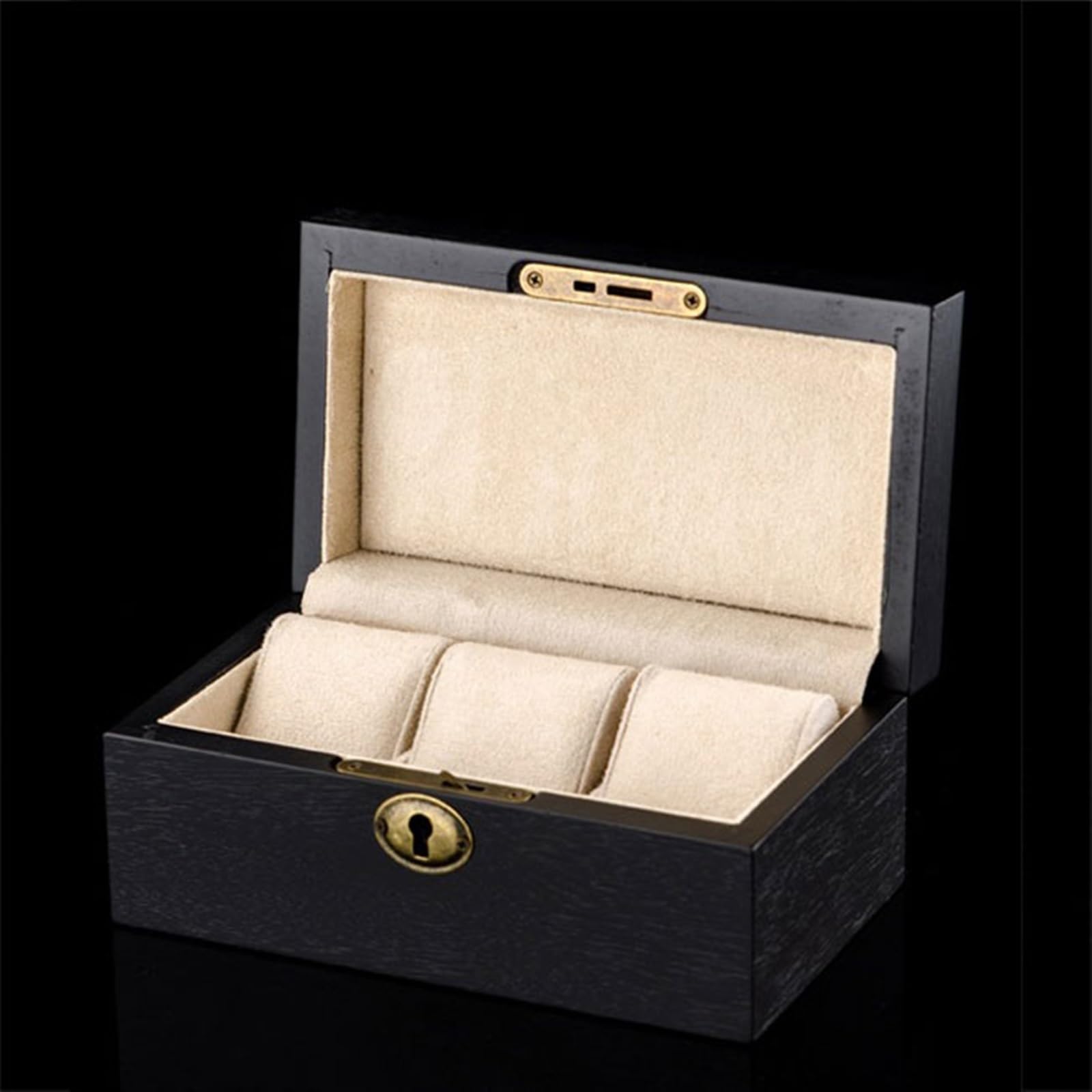 Caja de almacenamiento de relojes Caja de almacenamiento for relojes negra, caja for presentación joyas, 3 cajas for con cerradura (sin incluir relojes)