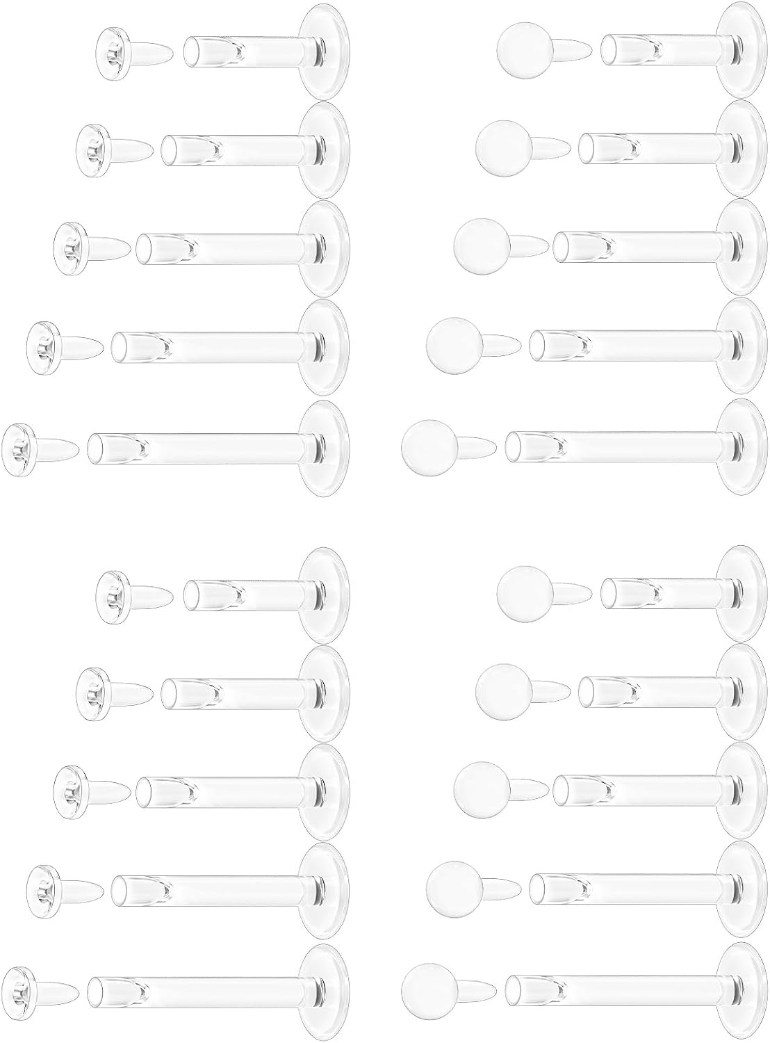 18G 16G Flat Back Clear Earrings for Sports Nose Studs Silicone Plastic Tragus Conch Cartilage Retainers Monroe Medusa Lip Ring Stud Labret Piercing for Work Surgery 6mm 7mm 8mm 9mm 10mm 12mm