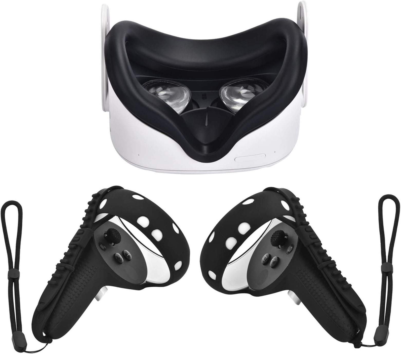 XIAOGE Controller Accessories for Oculus Quest 2 with Face Cover Combo, VR Headset Accessory Sweatproof Anti Collision