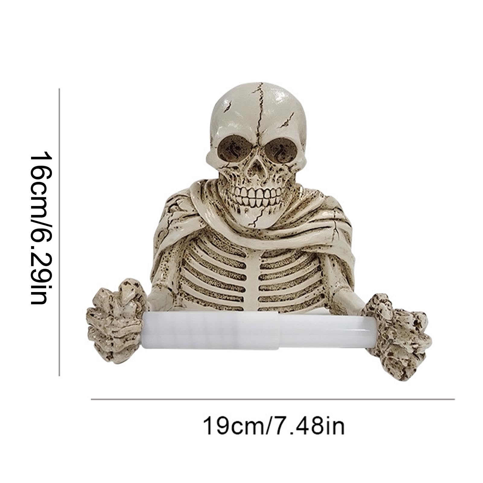 Totenkopf-Skelett Toilettenpapierhalter Aus Harz - Grusel-Deko Für Bad, Halloween & Gothic-Einrichtung