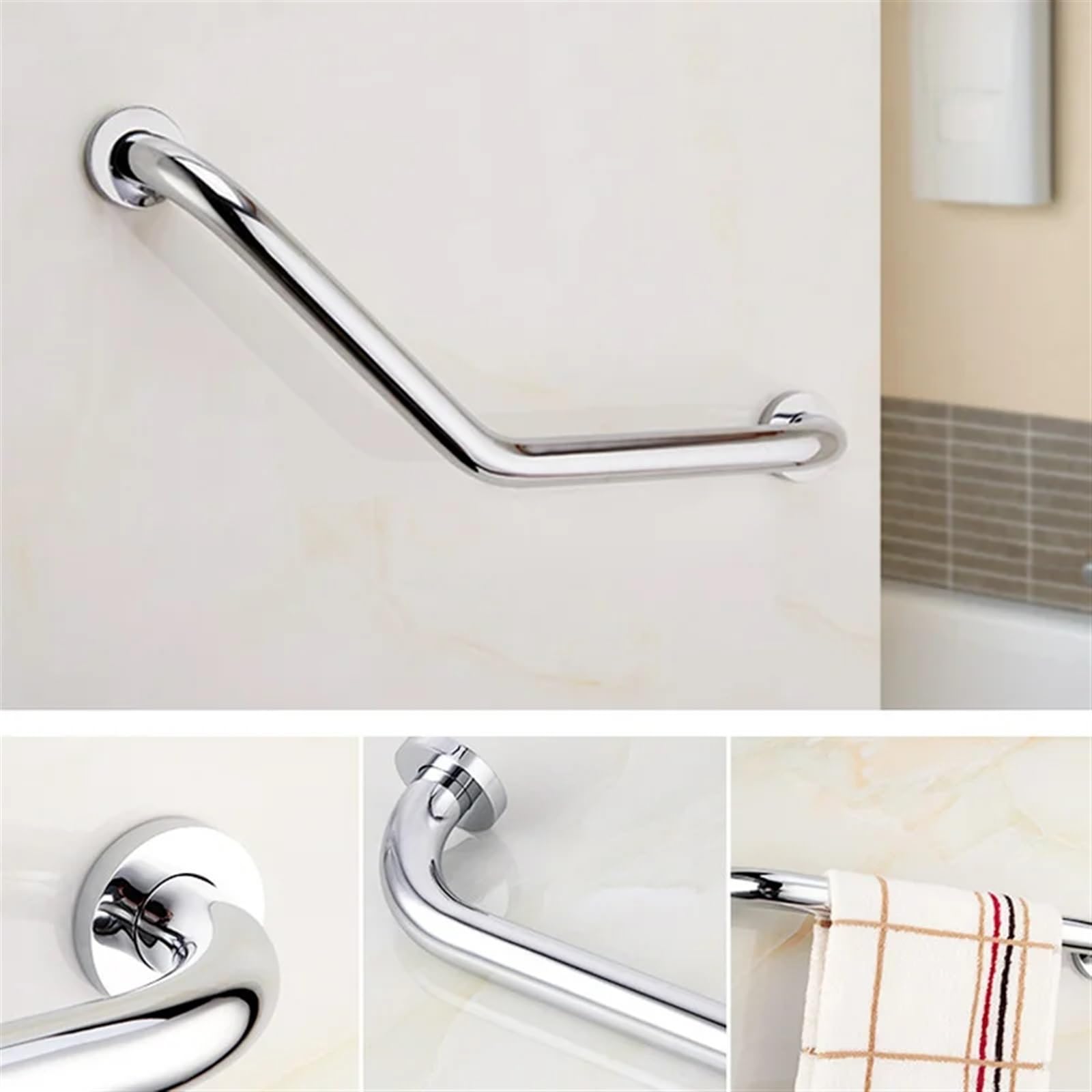 asidero baño Brazo de bañera de acero inoxidable 201/304, manija de seguridad, barras de agarre for ducha de baño, manija de montaje en pared, manija de inodoro, pasamanos for baño(304 stainless steel