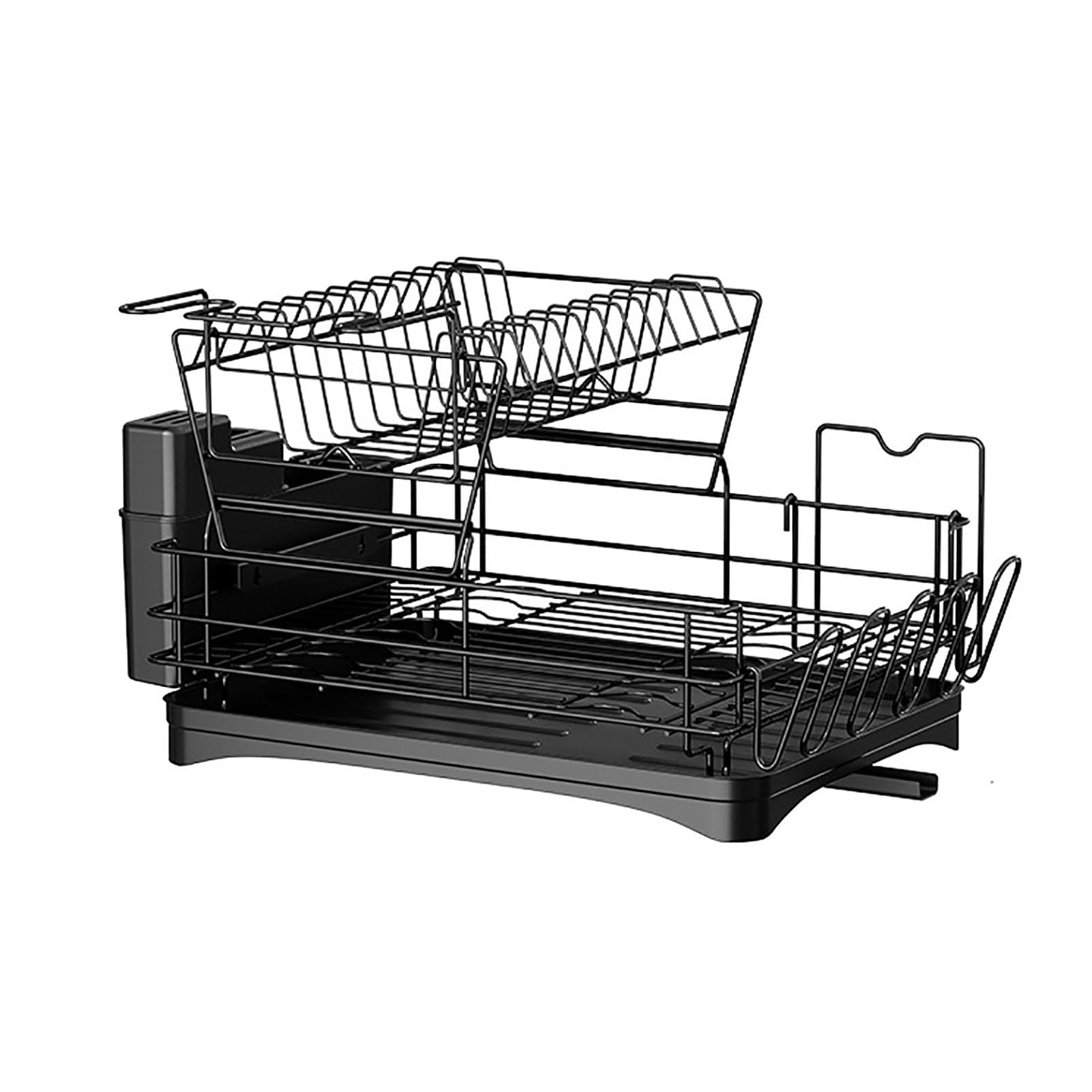 TBATM Dish Drainer Rack, Space Saving Dish Rack for Kitchen Counter, Dish Drainer with Utensil Holder, Drain Board Cutlery Cup Holder Large Kitchen Drying Rack