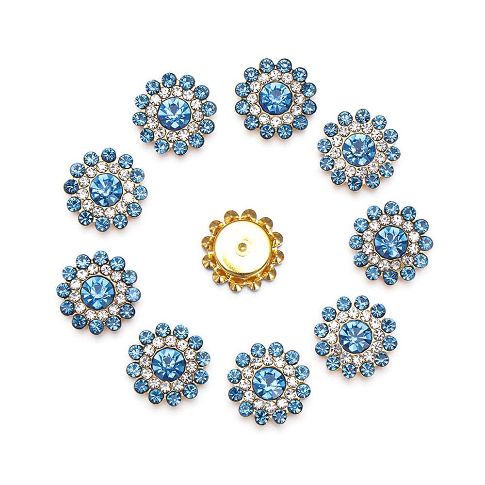 10 pezzi bottoni con strass a forma di fiore 14mm cristallo scintillante pietra fondo in acciaio vesti decorazione accessori per cucire fai da te  15