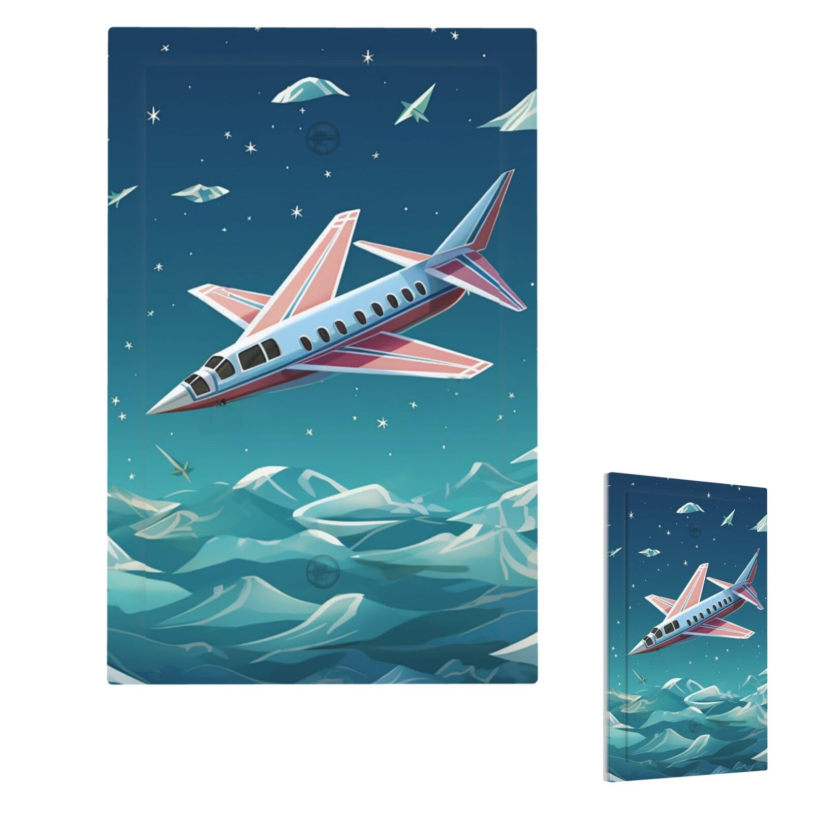 Paper Plane Wall Plate Cover Single Blank, Modern Decorative Light Switch Cover Unbreakable Receptacle Outlet Covers for Living Room Bedroom Decor