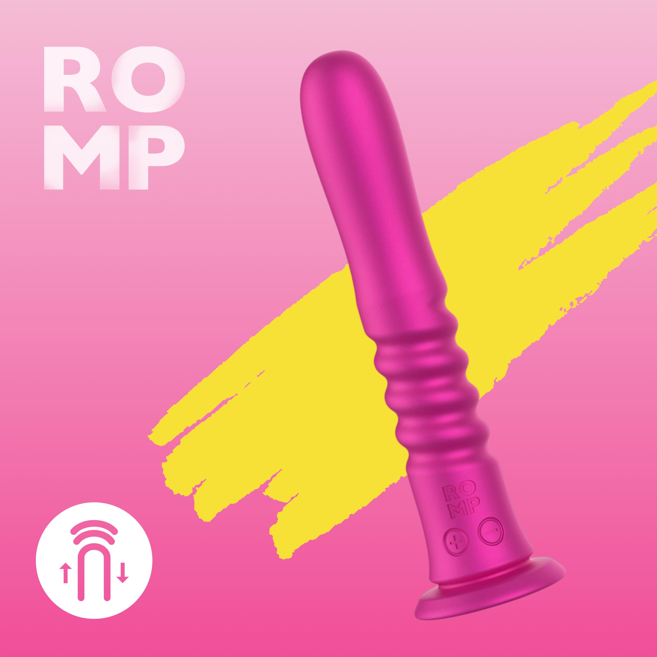 ROMP Jiggle Consolador Vibrador con Empuje para Mujer | Juguete Sexual con Ventosa Fuerte | 6 Intensidades y 4 Patrones | Silicona Recargable Resistente al Agua | Placer Manos Libres