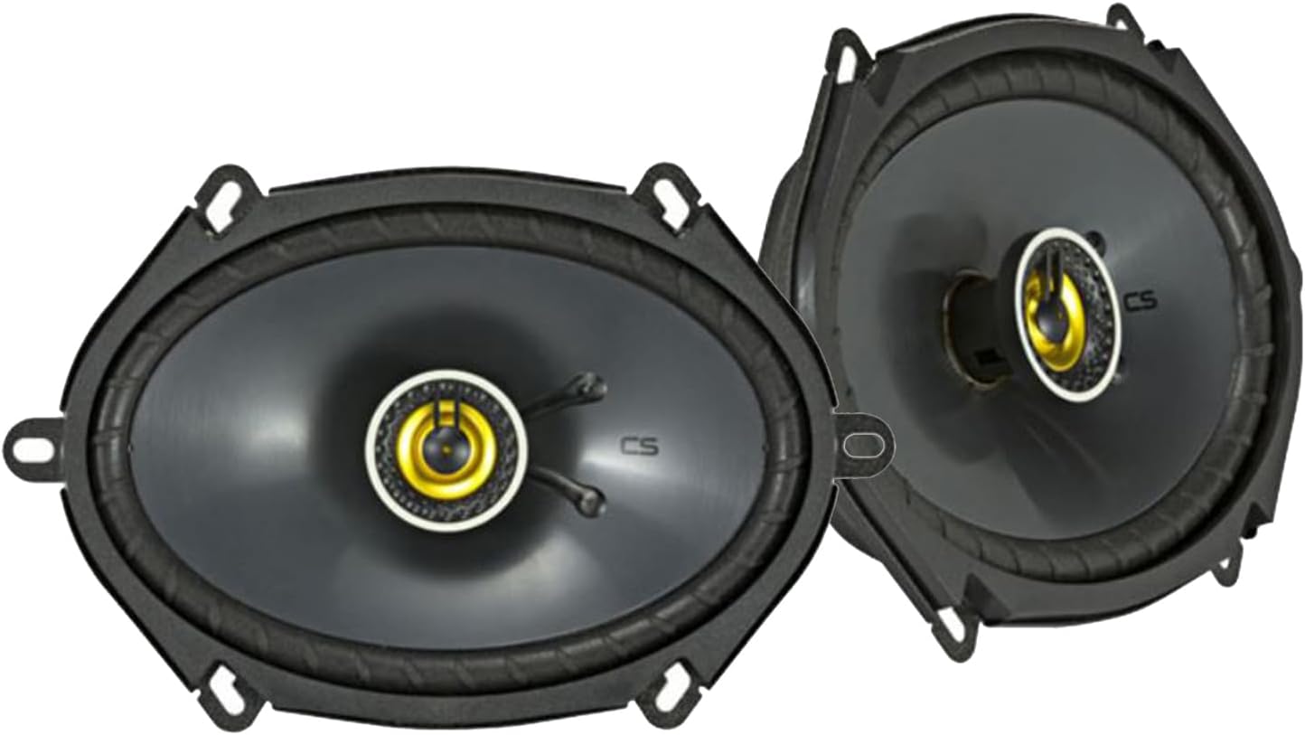 Car Speaker Set Combo Of 2 Kicker 46CSC654 6.5" 600W 2-Way CS-Series Car Audio Speakers, 2 Kicker 46CSC684 6x8" 450W 2-Way Car Coaxial Stereo Speakers, Enrock 50 Foot 16-Gauge Speaker Wire
