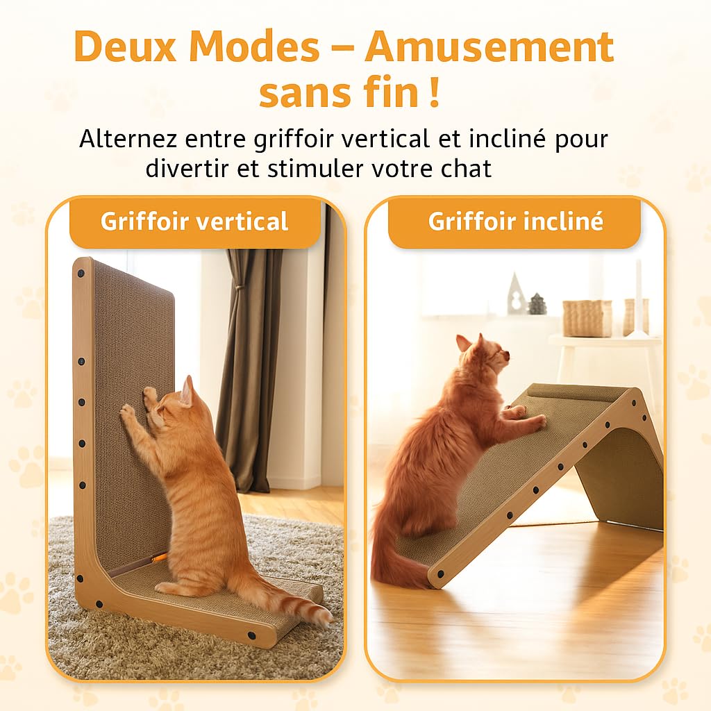Griffoir en Forme de L pour Chats 68 cm – Meuble à gratter en Carton ondulé – Compact & Durable pour intérieur
