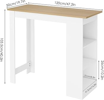 Amazon.com - FOTOSOK Bar Table, 47.2”(W)×19.7”(D) Kitchen Counter