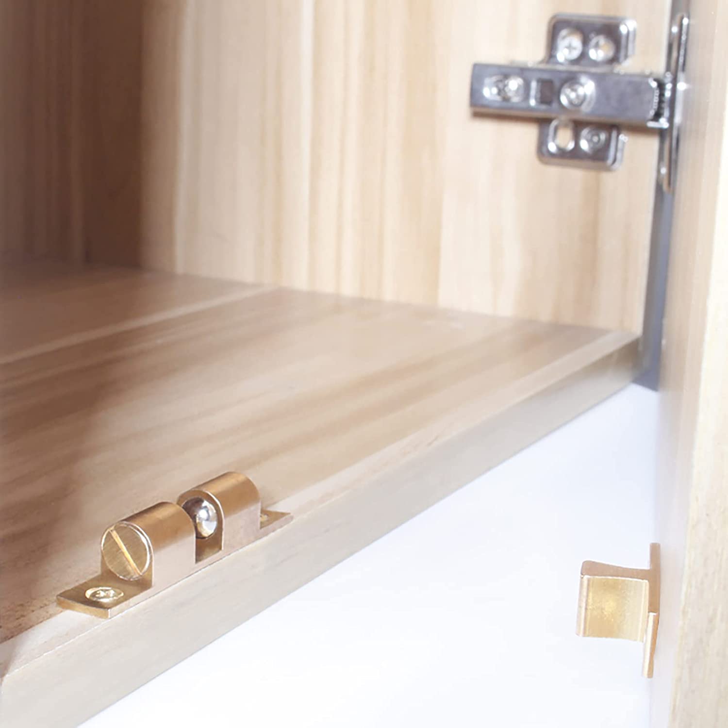 Push-to-Open-Türschnäpper, magnetischer Türschnäpper, Push-to-Open-Türschnäpper, magnetischer Türschnäpper, 2er-Pack Schrank-Kugelspannriegel, goldenes Kupfer, Schranktür-Kugelschnäpper, Doppelkugel-R