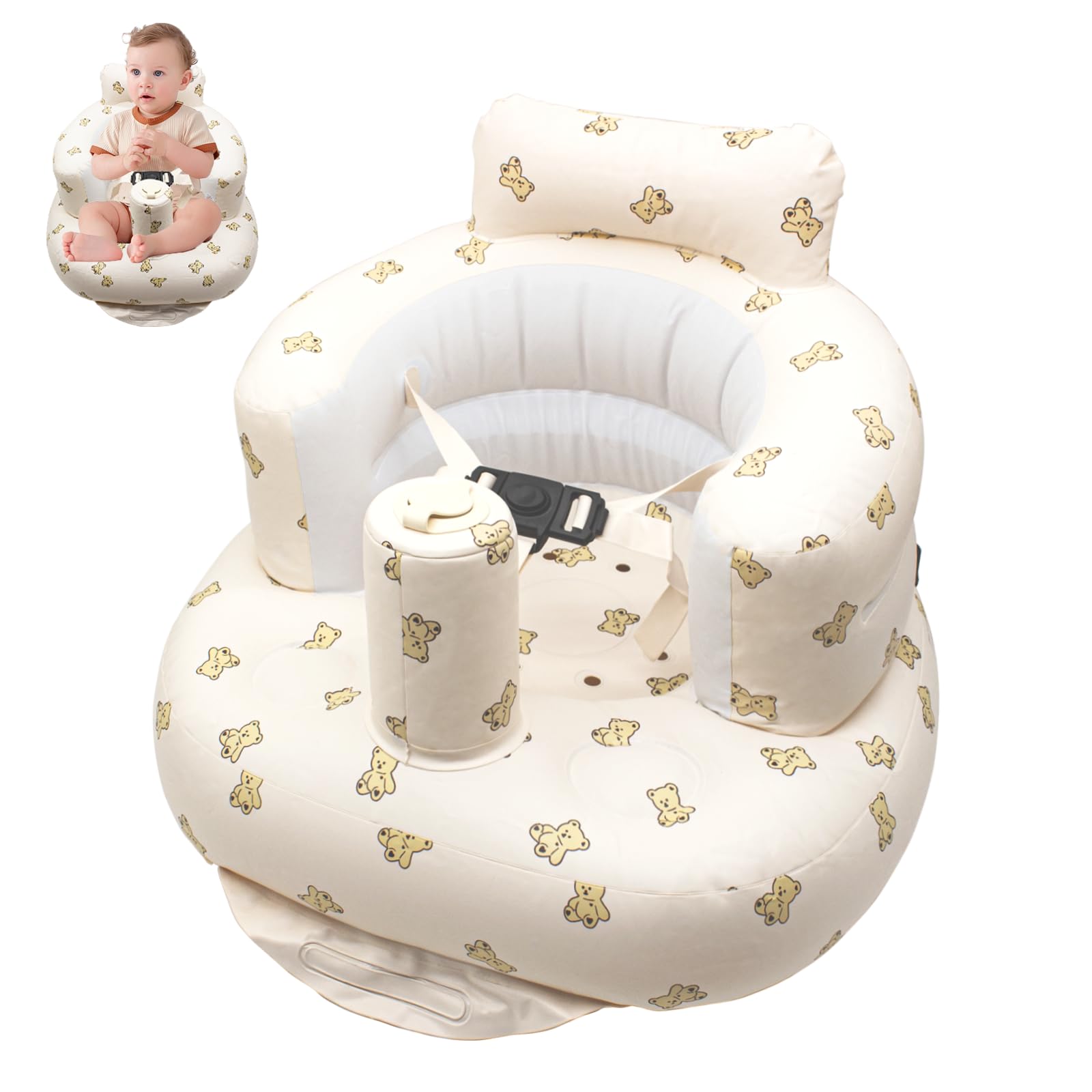 Ryvera Baby Inflatable Seat for Babies 3 Months and Up, Inflatable Baby Chair, Baby Support Seat Sofa Toddler Chair for Sitting Up, Baby Shower Chair for Baby Outdoor Seat Floor Seater Christmas Gifts