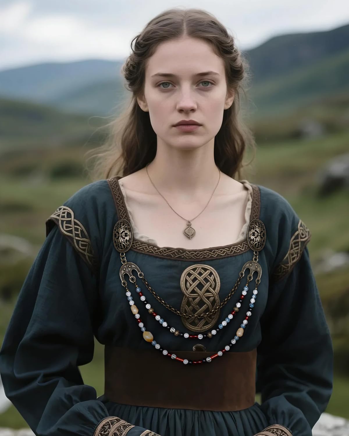 L'VOW Viking Apron Brooch Cloak Clasp Brooches with Bead Chain for LARP Cosplay Costume Norse Accessories - Image 5