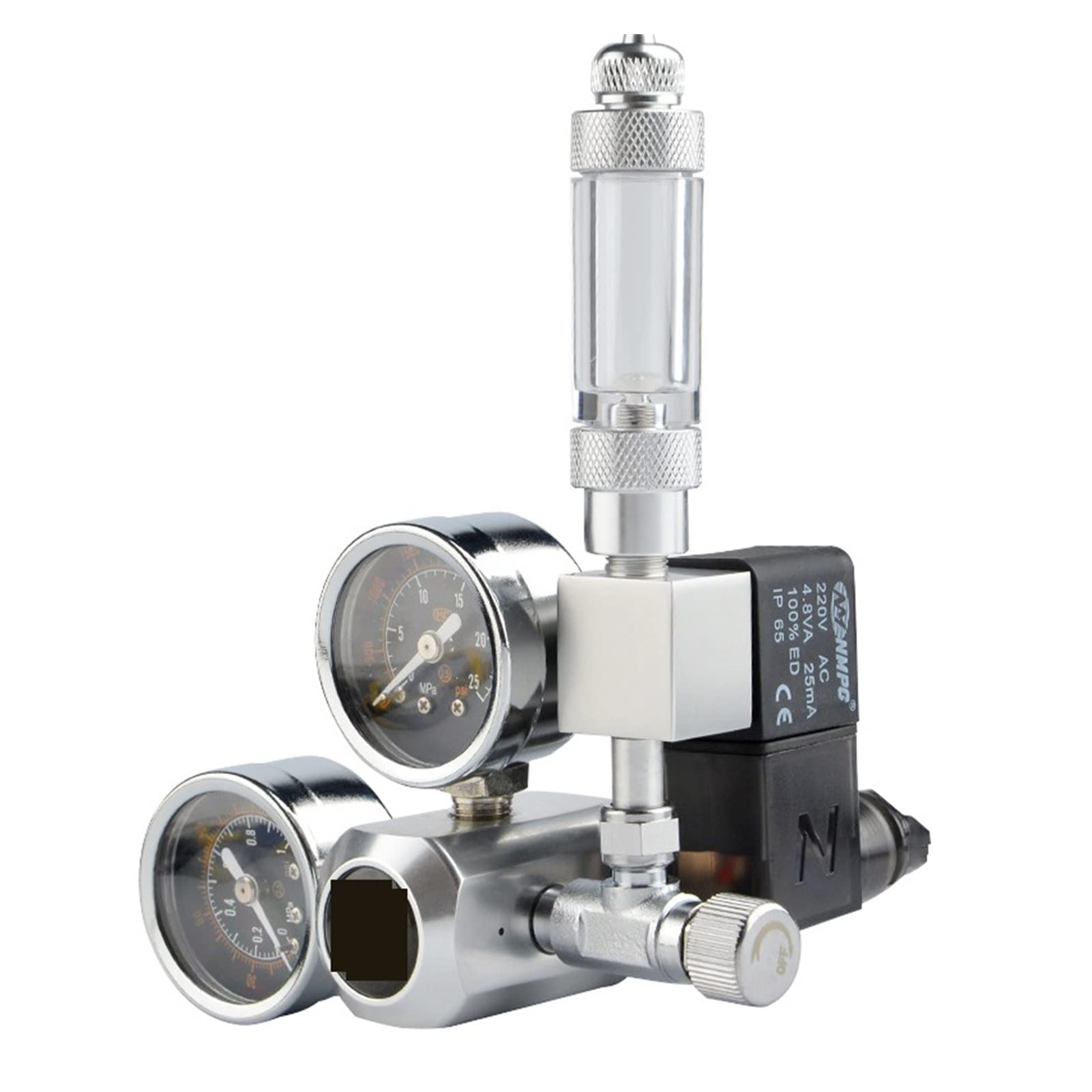 Reduktor ciśnienia CO2, Akwarium CO2 Regulator elektrozawór magnetyczny do akcesoriów akwarium Reaktor systemu sterowania(Big double meter,W21.8)