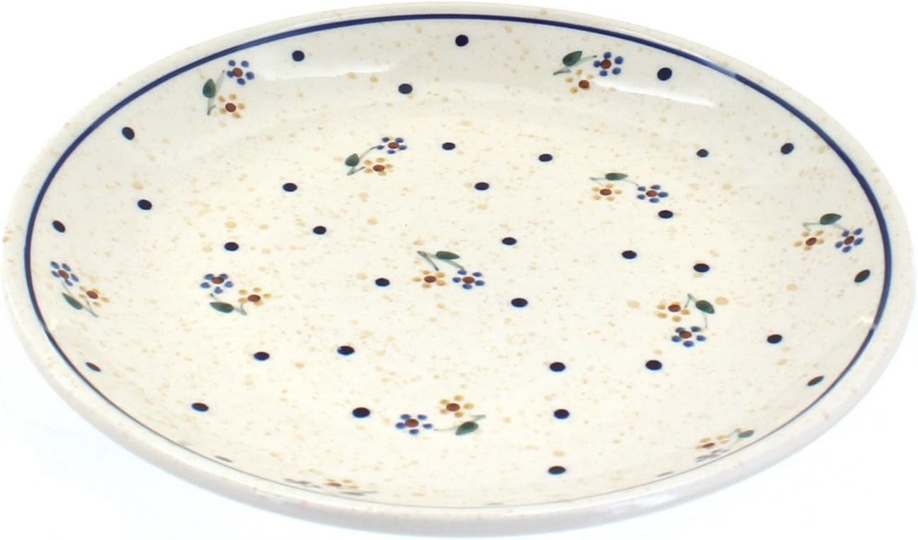 Blue Rose Polish Pottery - Blue Kalina Dessert Plate - 7.5" Diameter - Beautiful Plate for Cake, Appetizers, or Snacks