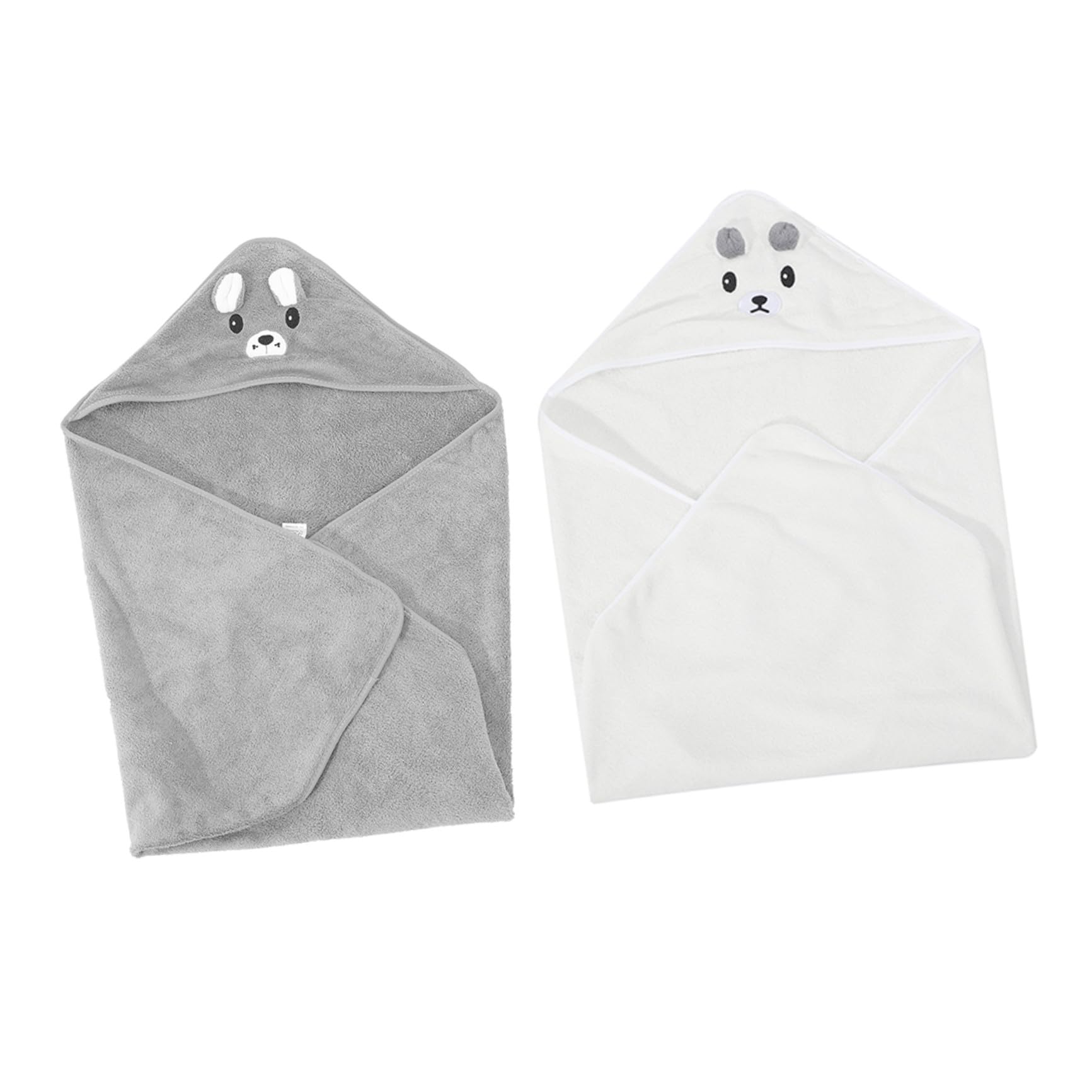 Serviette à Capuche 2pcs en Coral Fleece Blanche pour Garçon et Filles