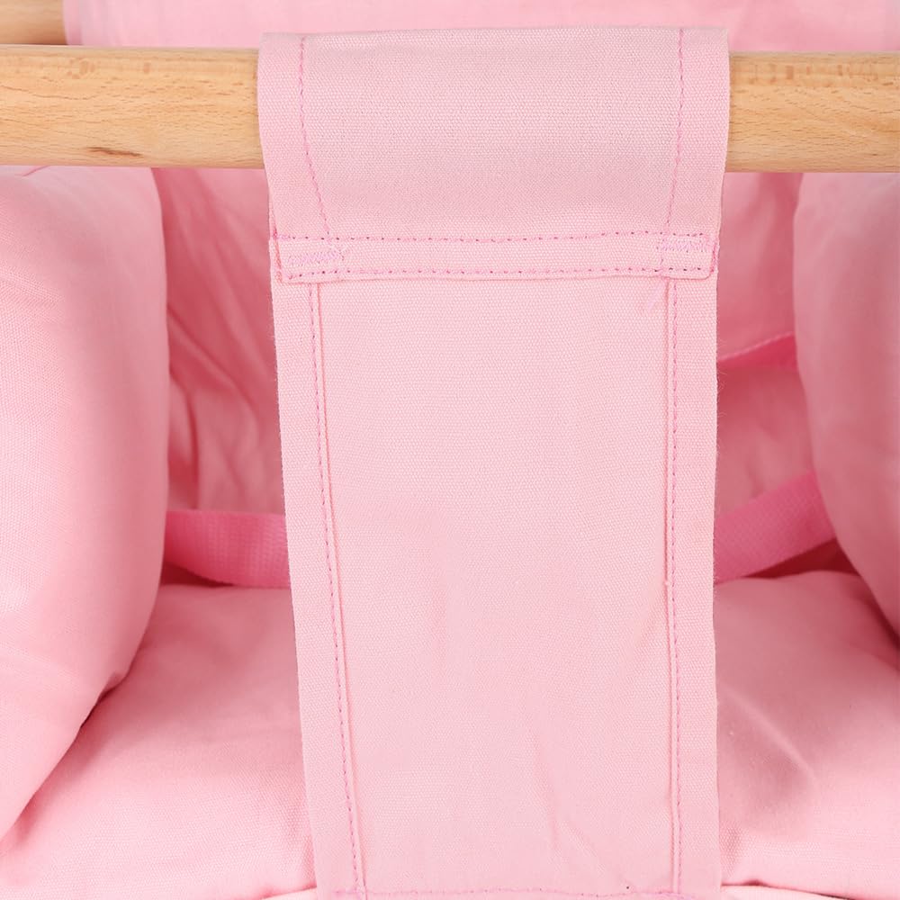 Altalena per bambini in tela con sacchetto per orso, 29 x 29 x 31 cm, altalena in legno ecologico traspirante con cintura di sicurezza, carico massimo 25 kg regolabile per interni ed esterni, rosa