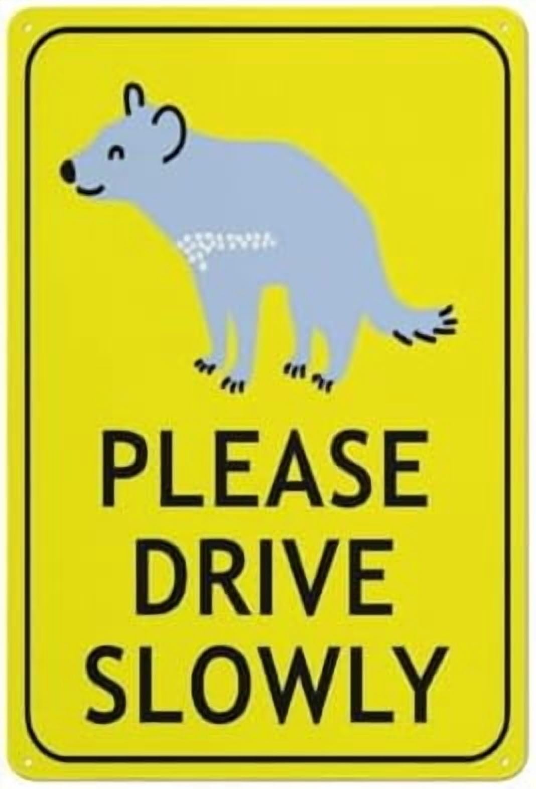 (2-Pack) Metal Tin Sign Tasmanian Cartoon Devil Please Drive Slowly Bright Yellow Sign 8"X12" Rust Free Signs Outdoor, Sign For Home, Business, Yard