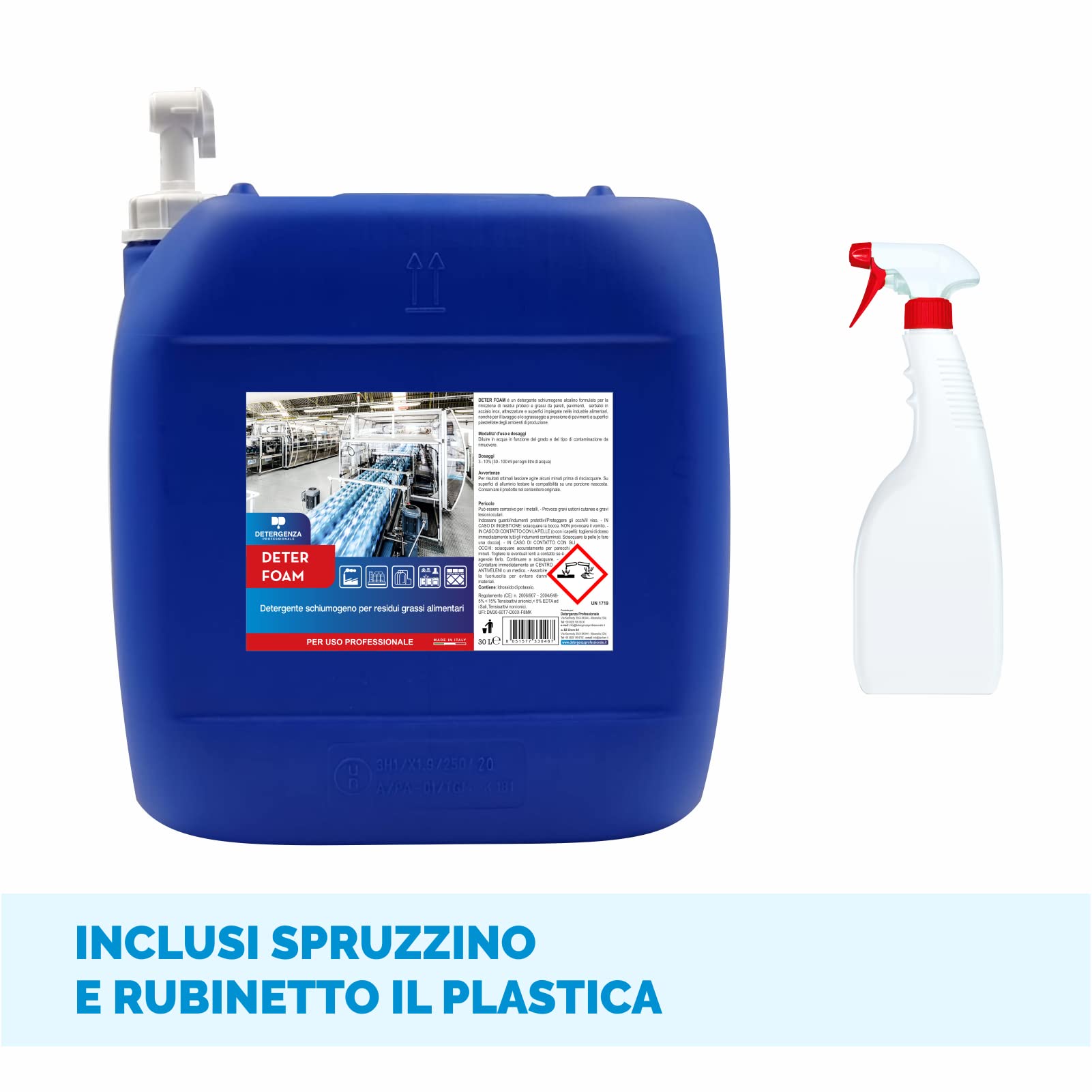 DETERGENTE SCHIUMOGENO per RESIDUI Grassi Alimentari Deter Foam - Tanica da 30 L