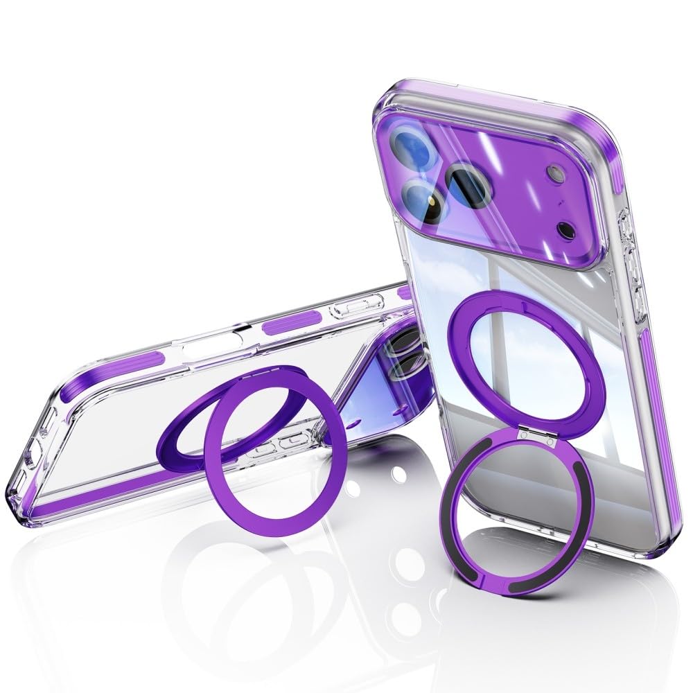 Generic Compatible con iPhone 16 (color: azul), funda de silicona rígida transparente con soporte de anillo