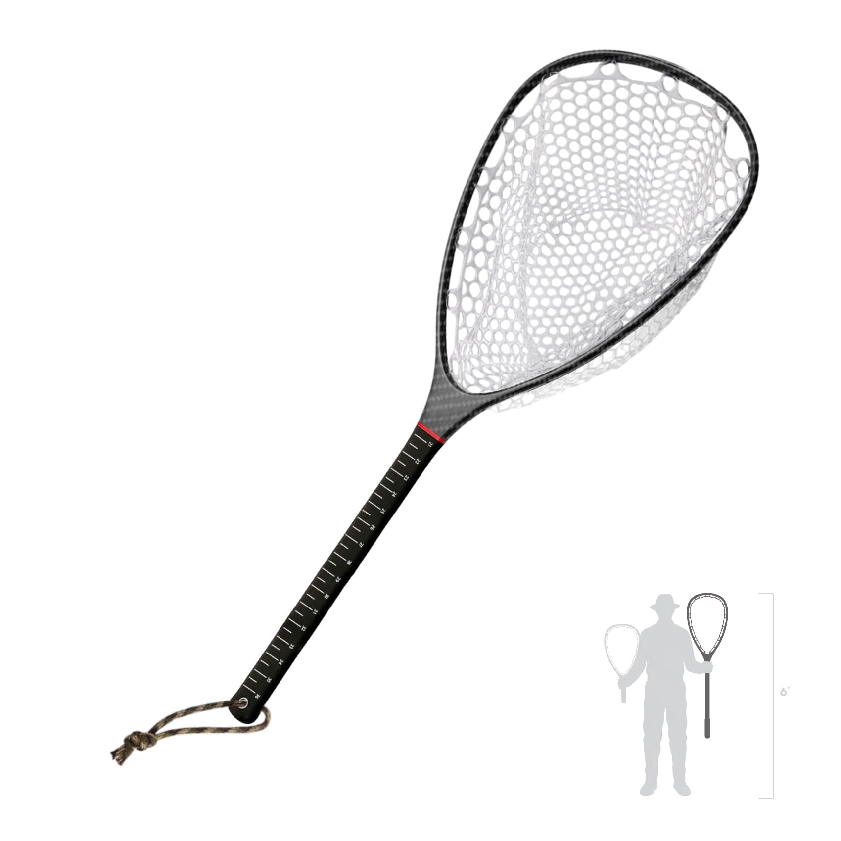 Floating Carbon Fiber Fly Fishing Net (37" Long Handle/Black/3K)