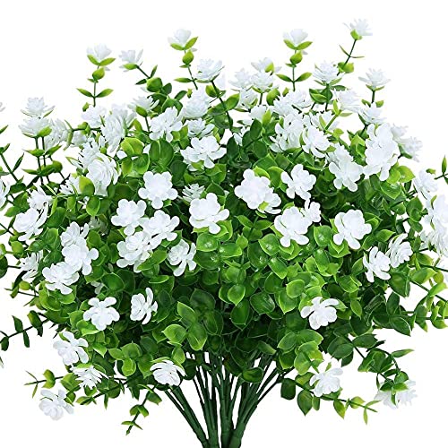 Roxvue Planta Artificial, 10 Piezas de Plantas PequeñAs de Flores de ImitacióN, Plantas de PláStico de Eucalipto Falsas para Interiores y Exteriores para el Hogar, la Cocina, la Oficina