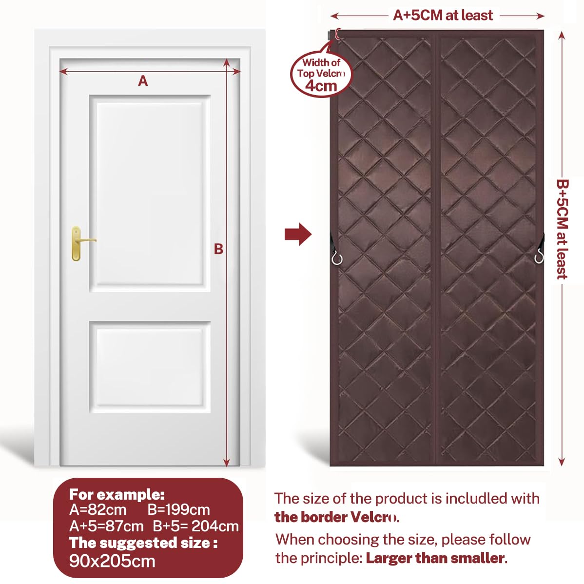 Rideau de Porte Isolant Thermique Magnétique 75 x 200 cm, Pleine Grandeur, Referme Tout Seul Contre le Froid D'hiver, D'entrée, Garage, Porte de Sous Sol ou Passage - Noir