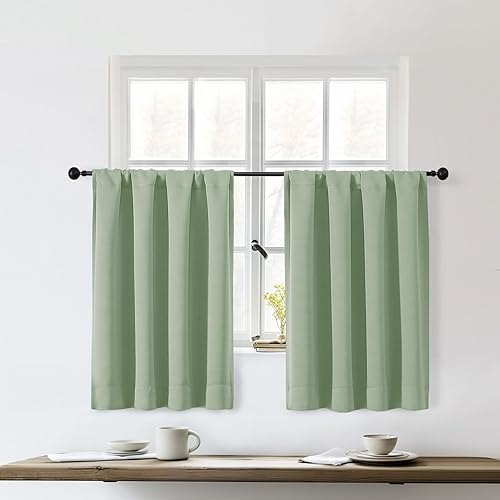 Miniatura 112 de OWENIE Sally Ever Green Cortinas Opacas para Dormitorio Sala de Estar 63 Pulgadas de Largo Juego de 2 Paneles, Aislamiento Térmico Ahorro de Energía