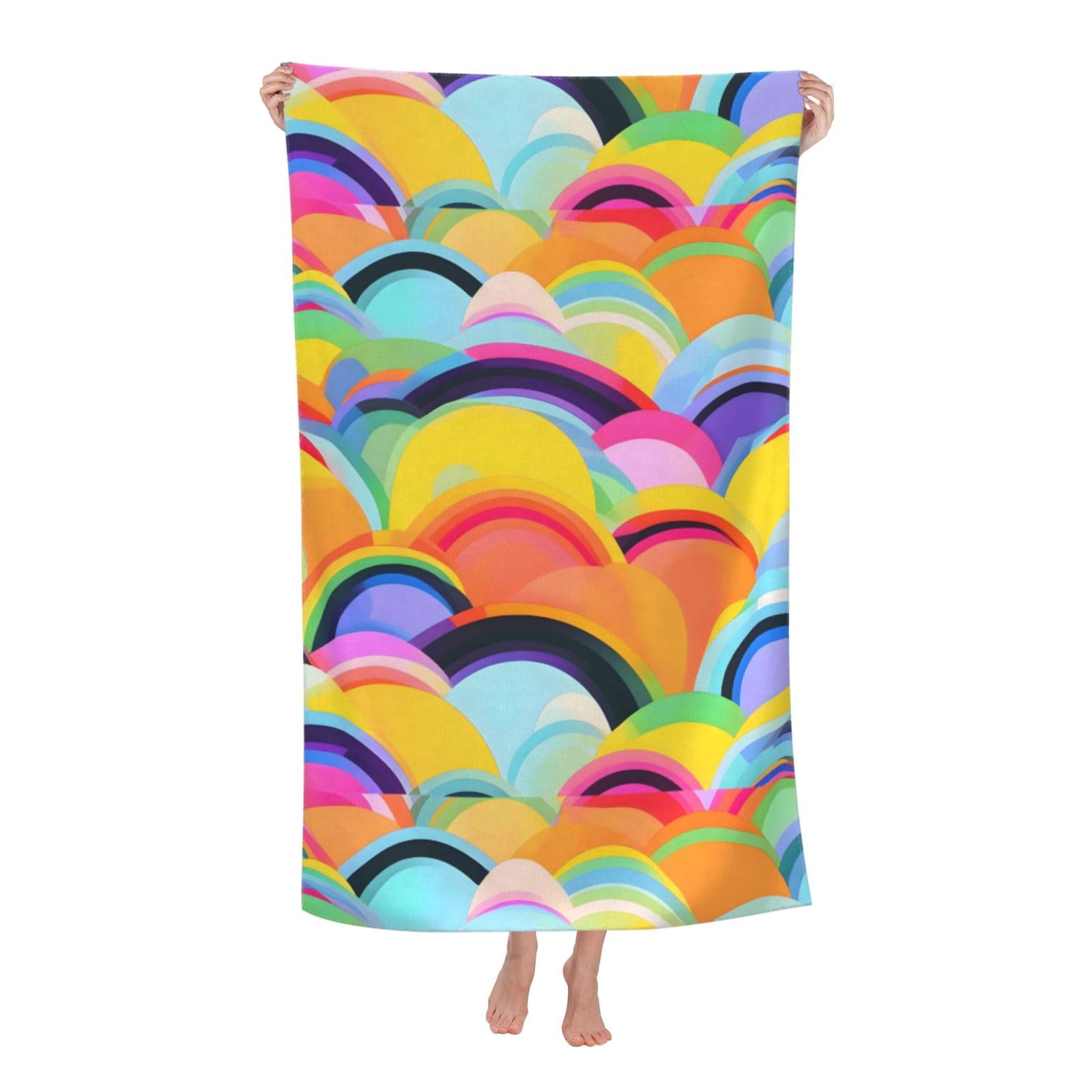 Cbaaghh Rainbow Pattern Print Adult Beach Towels,Beach & Pool Towel,Beach Towels,Towels For Camping