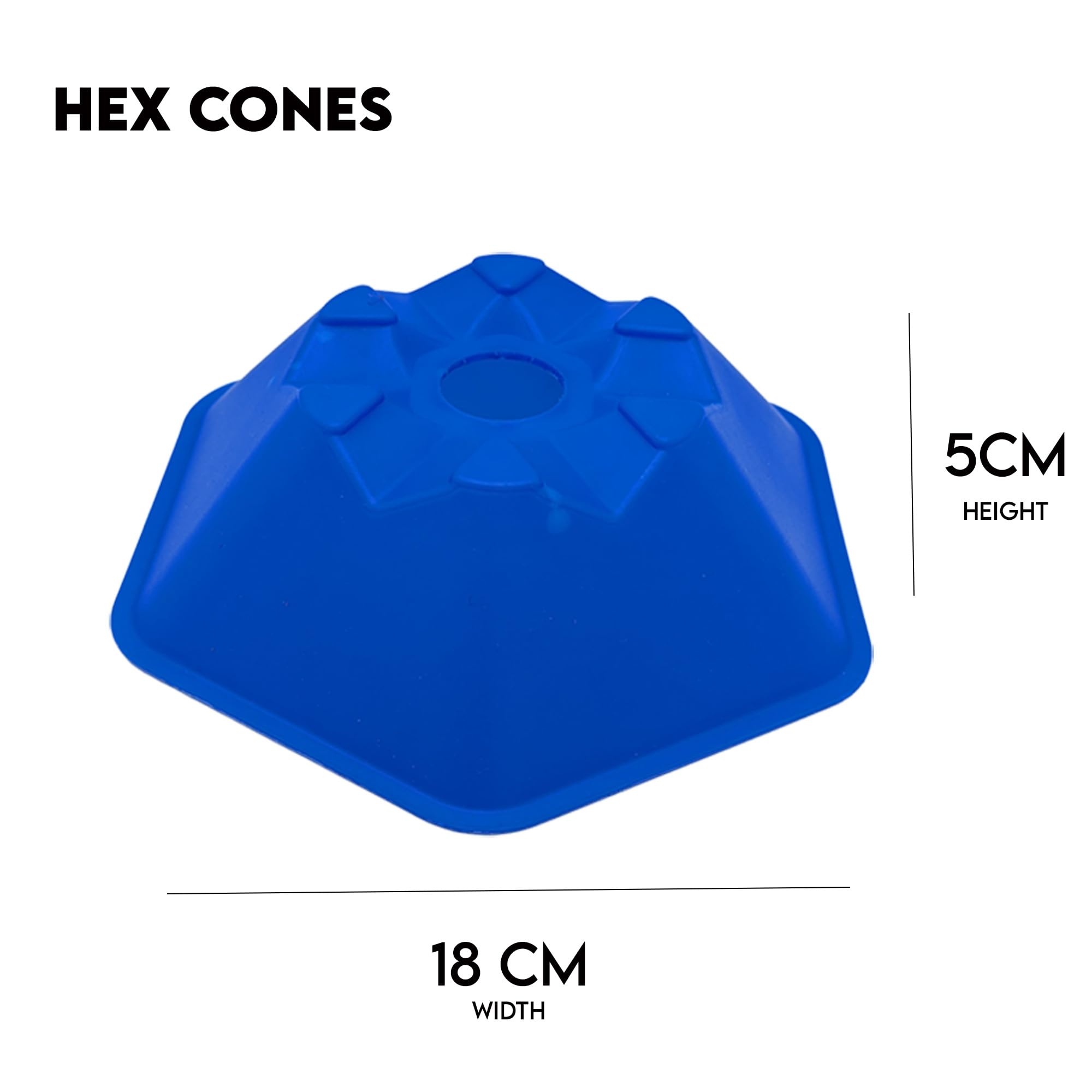 Lot De 10 Cônes D'entraînement Hexagonaux 18x5cm - Pour Agilité, Football, Basket - Plastique Souple Empilable