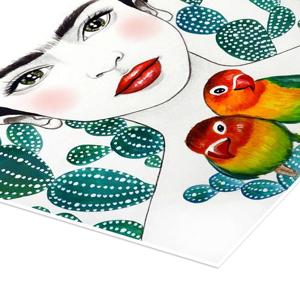 Les tourtereaux de Frida Kahlo Poster de Mandy Reinmuth 80 x 120 cm Déco colorée Tableaux Décoration murale : Frida Kahlo