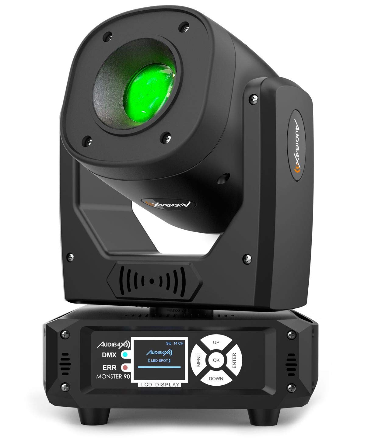 Audibax Monster 90 - Cabeza Móvil para Discoteca - Foco Profesional Móvil - Luz LED de 80W - Equipada con una Rueda de Gobos y Otra de Colores - Proyección Rápida con Giros Horizontales y Verticales