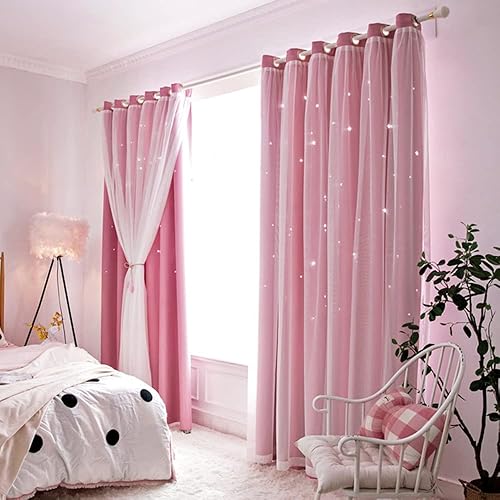 Miniatura 5 de Tongcan Cortinas opacas con diseño de estrellas para dormitorio de niños, cortinas con ojales en la parte superior, para cuarto de bebé, sala de
