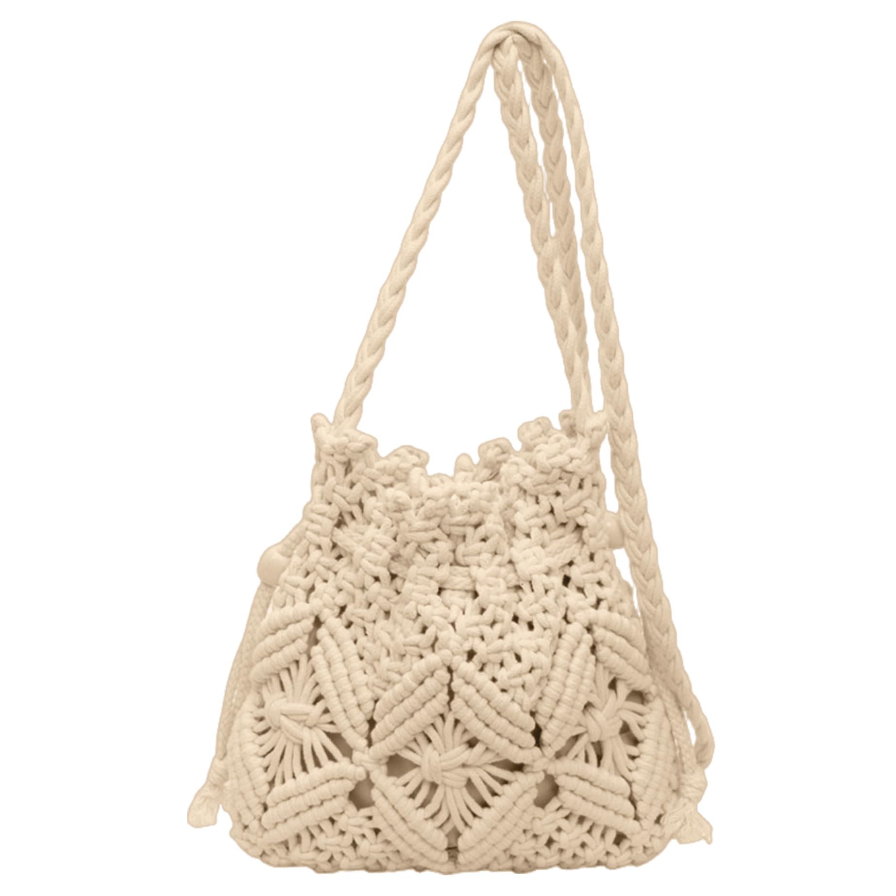 Azidweryq Unisex Beige Macrame Purse, Boho Crochet Crossbody Bag With Drawstring, Crochet Purses For Women Summer Beach